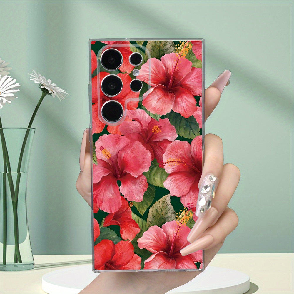 Stylish Red Floral Transparent Phone Case