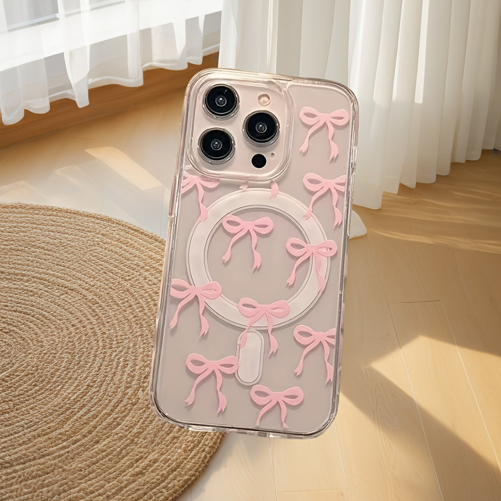Girly Bow Skin-Feel Magnetic Mobile Phone Case
