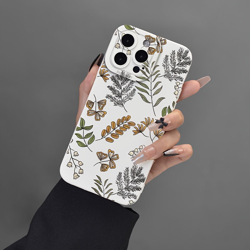 1 Pcs Leaf Pattern Mobile Phone Case Full-Body Protection