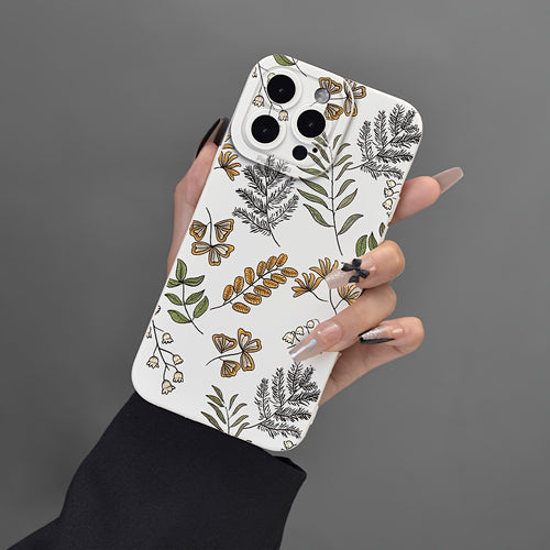 1 Pcs Leaf Pattern Mobile Phone Case Full-Body Protection
