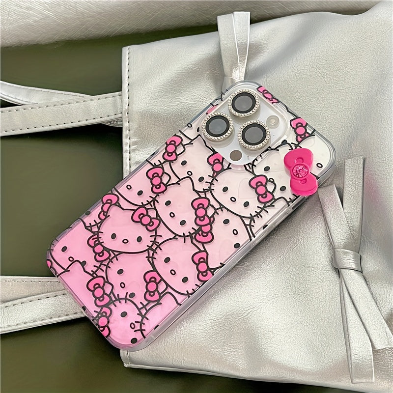 1pc New Creative Colorful Hello Kitty Mobile Phone Case Cartoon Small Transparent Bow Mobile Phone Protective Case