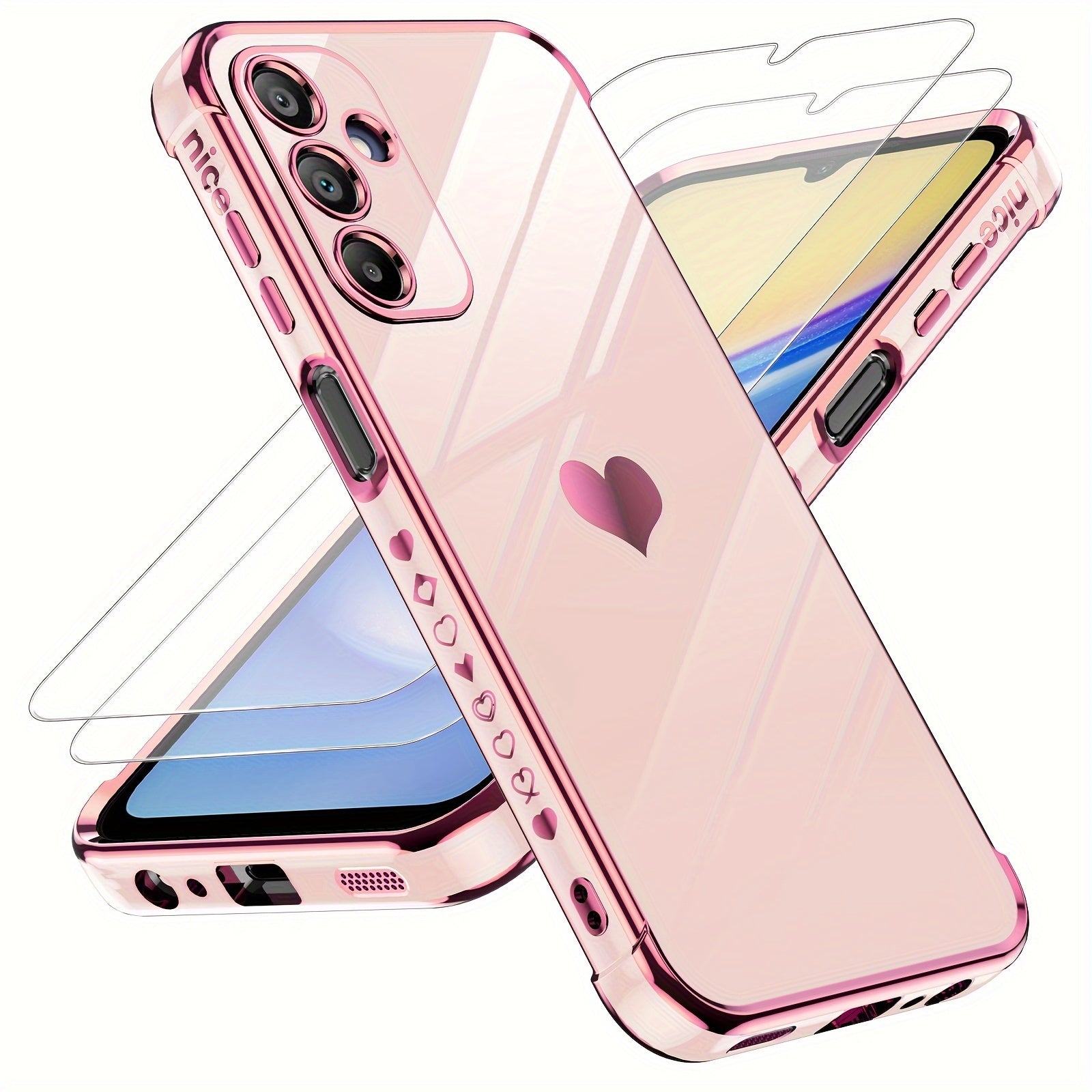 Pink mobile case with a heart logo