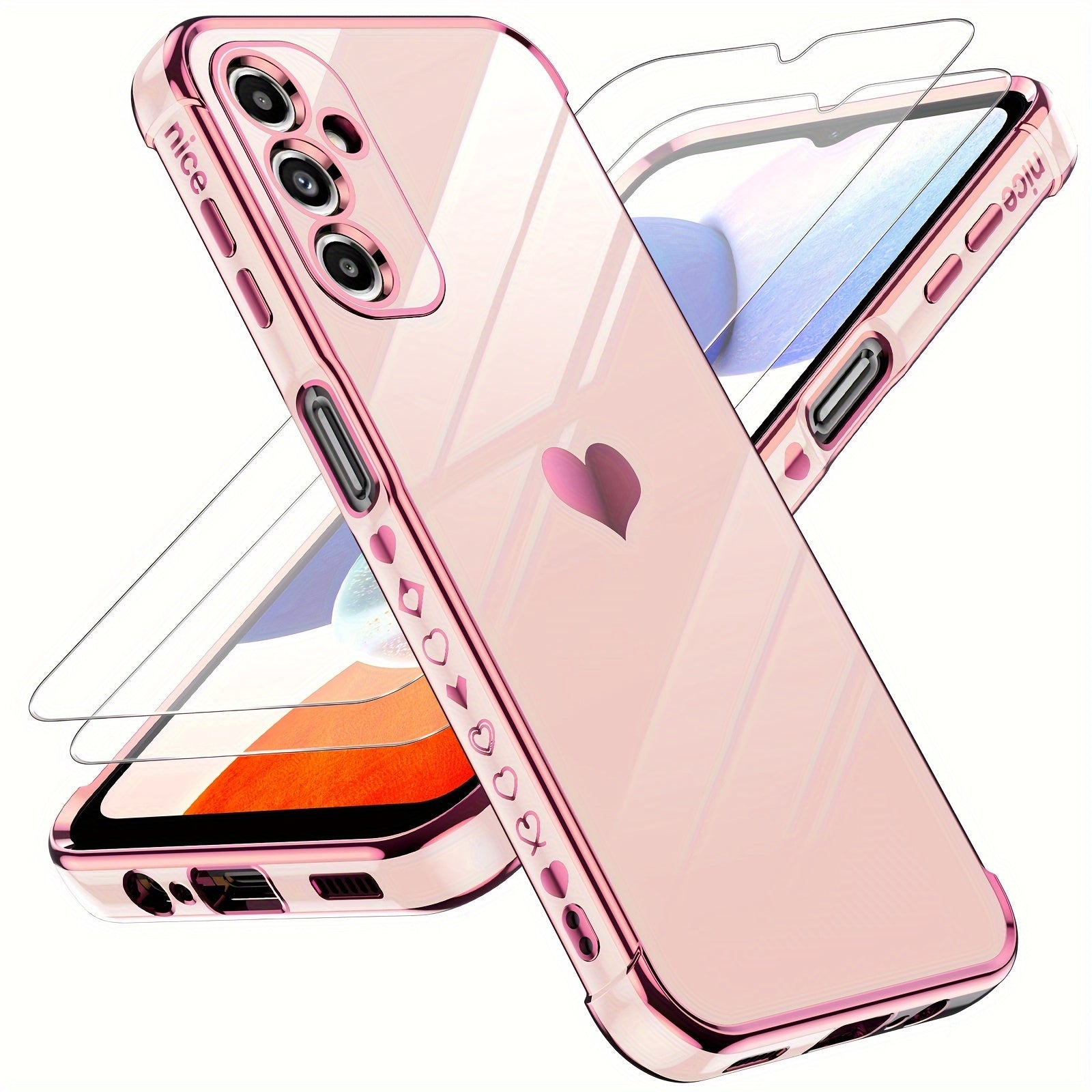 Pink mobile case with a heart logo