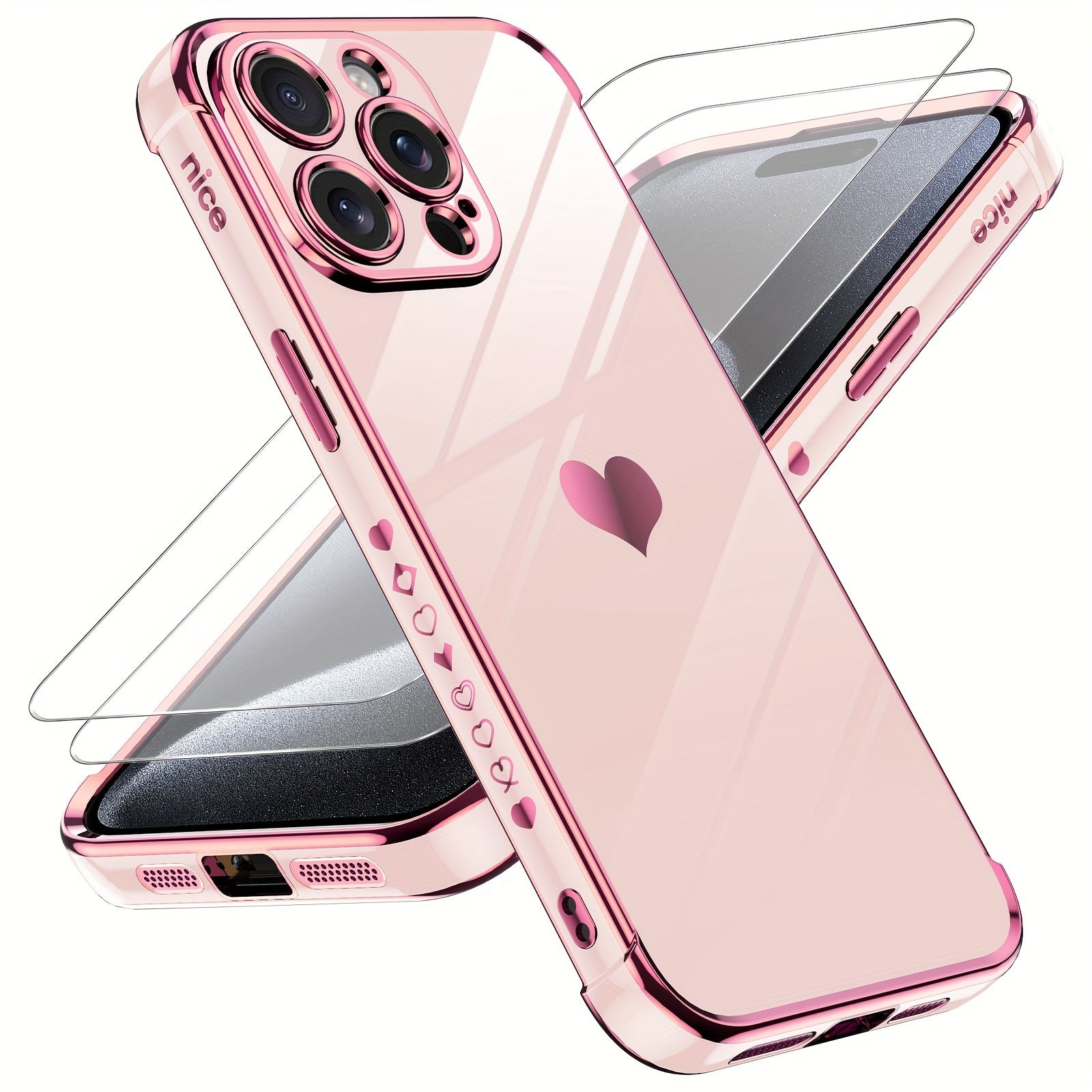 Pink mobile case with a heart logo