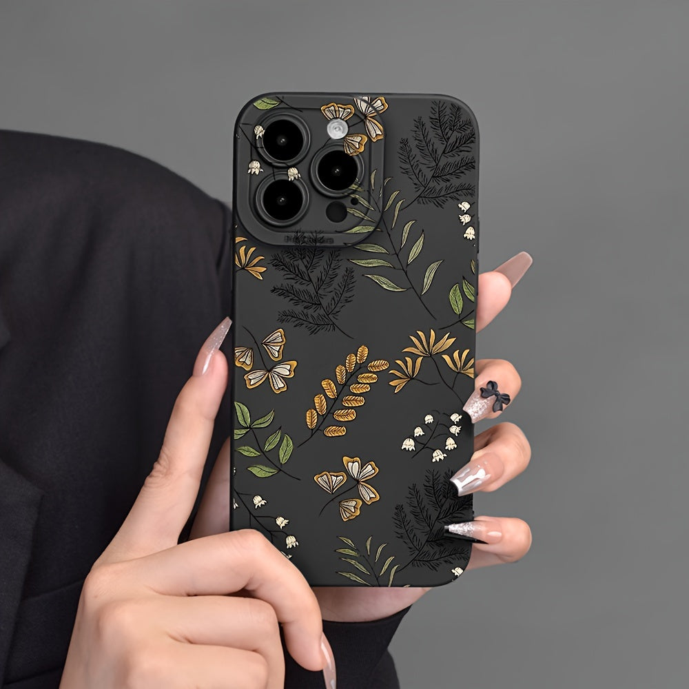 1 Pcs Leaf Pattern Mobile Phone Case Full-Body Protection