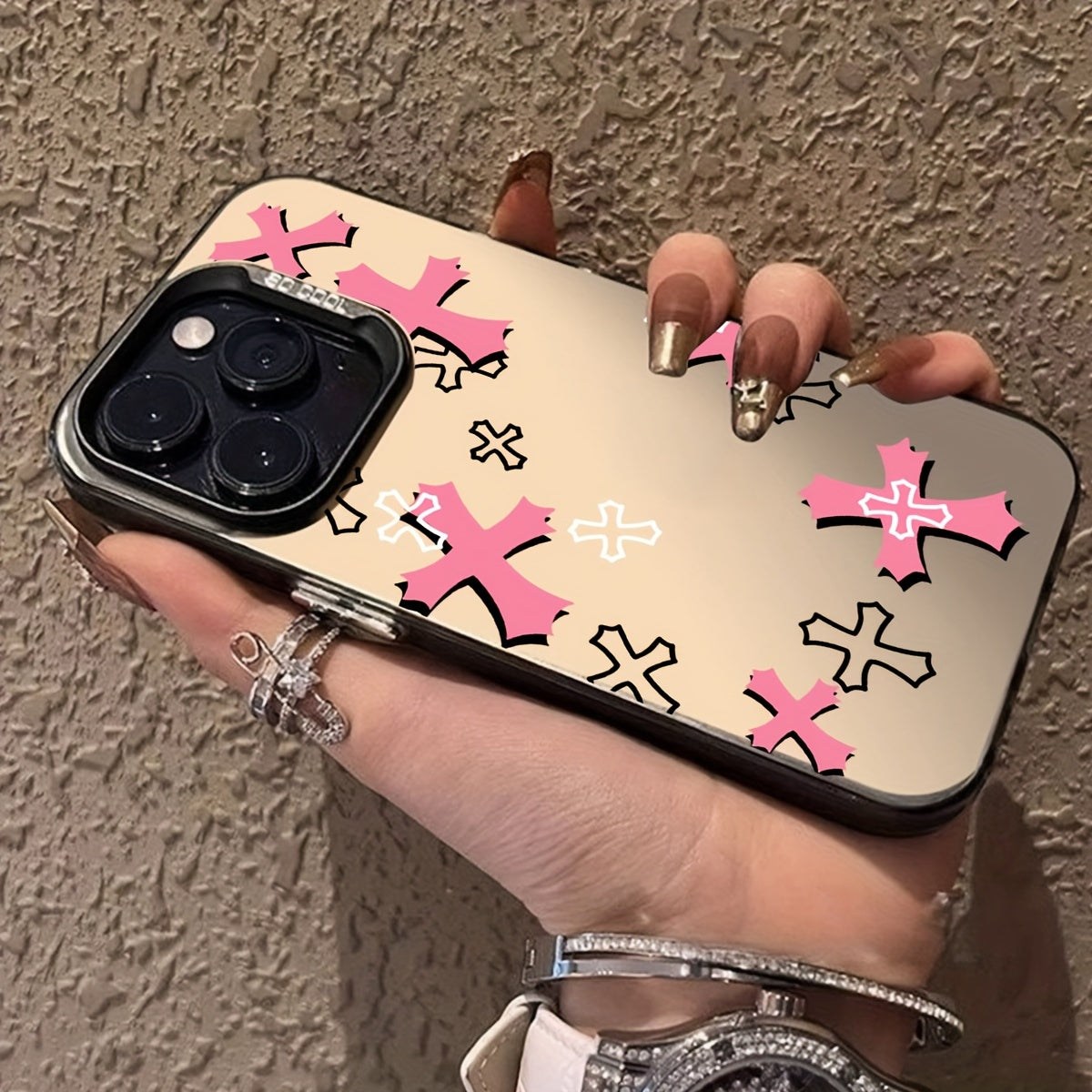 Pink Cross Pattern Design