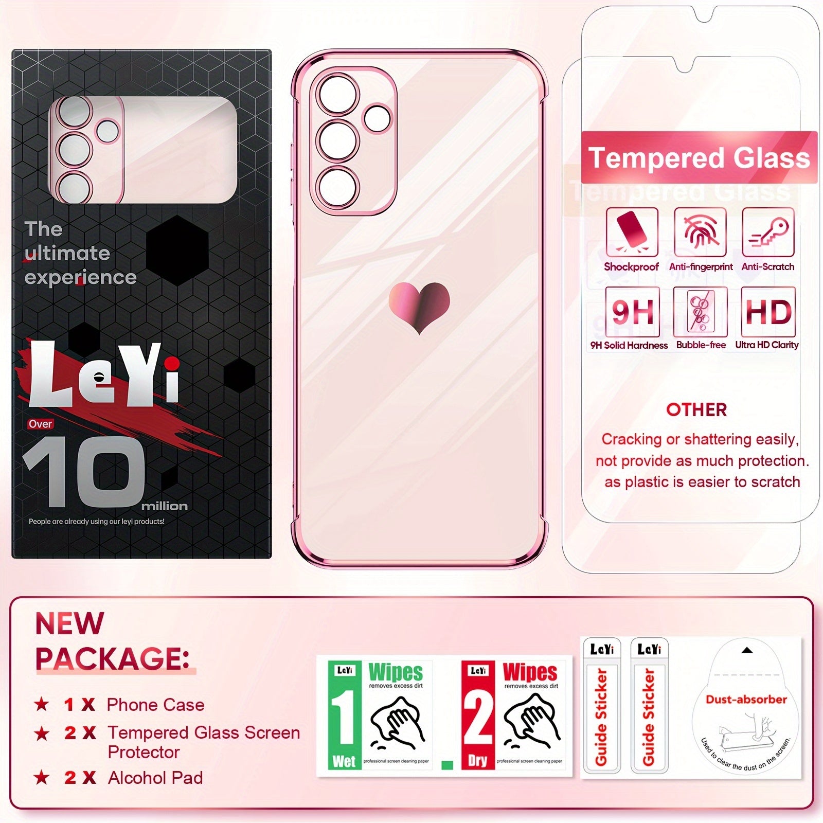 Pink mobile case with a heart logo