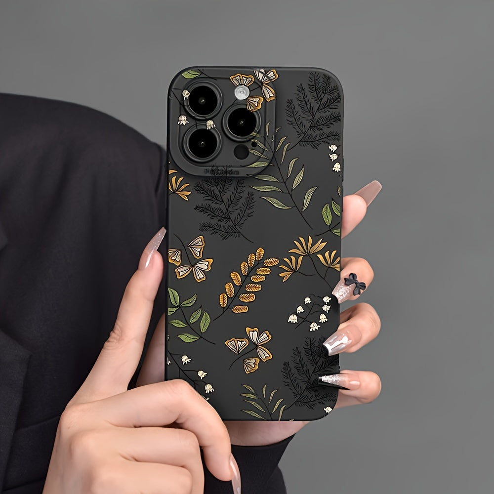 1 Pcs Leaf Pattern Mobile Phone Case Full-Body Protection