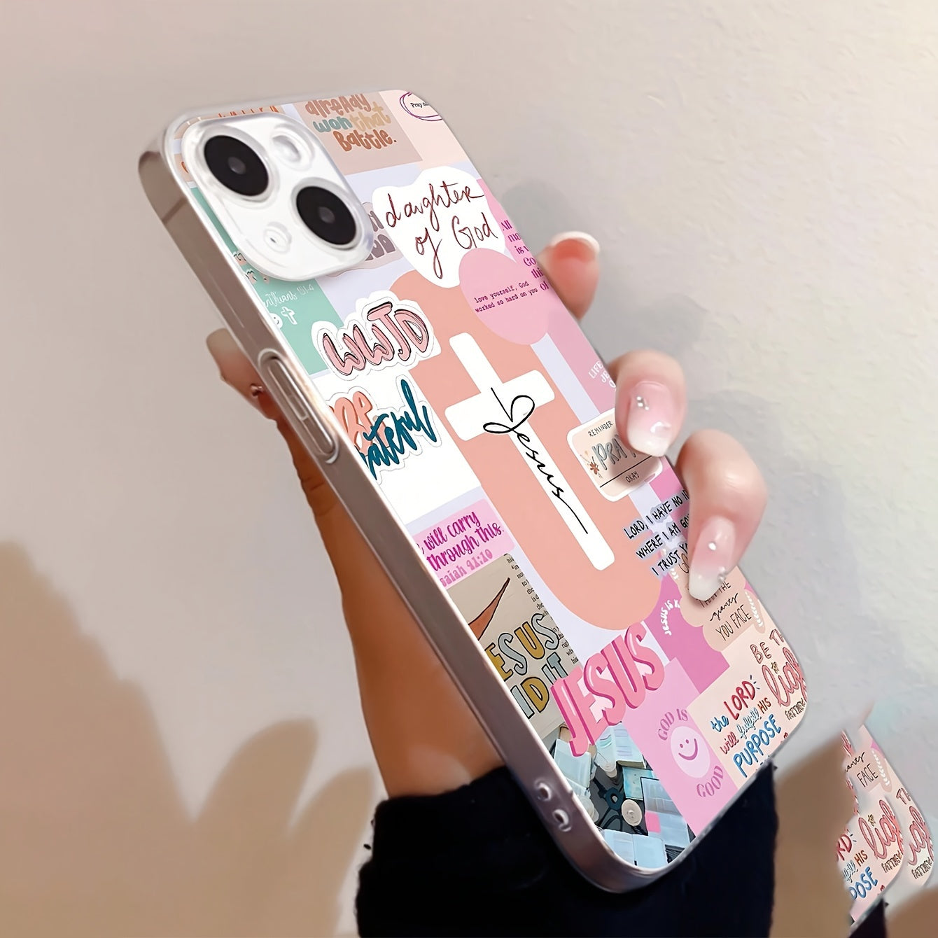 1pc Pink cross pattern mobile phone case for iPhone