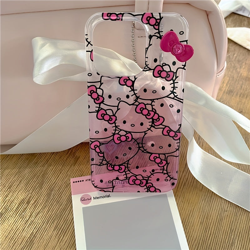 1pc New Creative Colorful Hello Kitty Mobile Phone Case Cartoon Small Transparent Bow Mobile Phone Protective Case