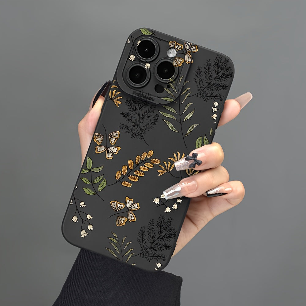 1 Pcs Leaf Pattern Mobile Phone Case Full-Body Protection