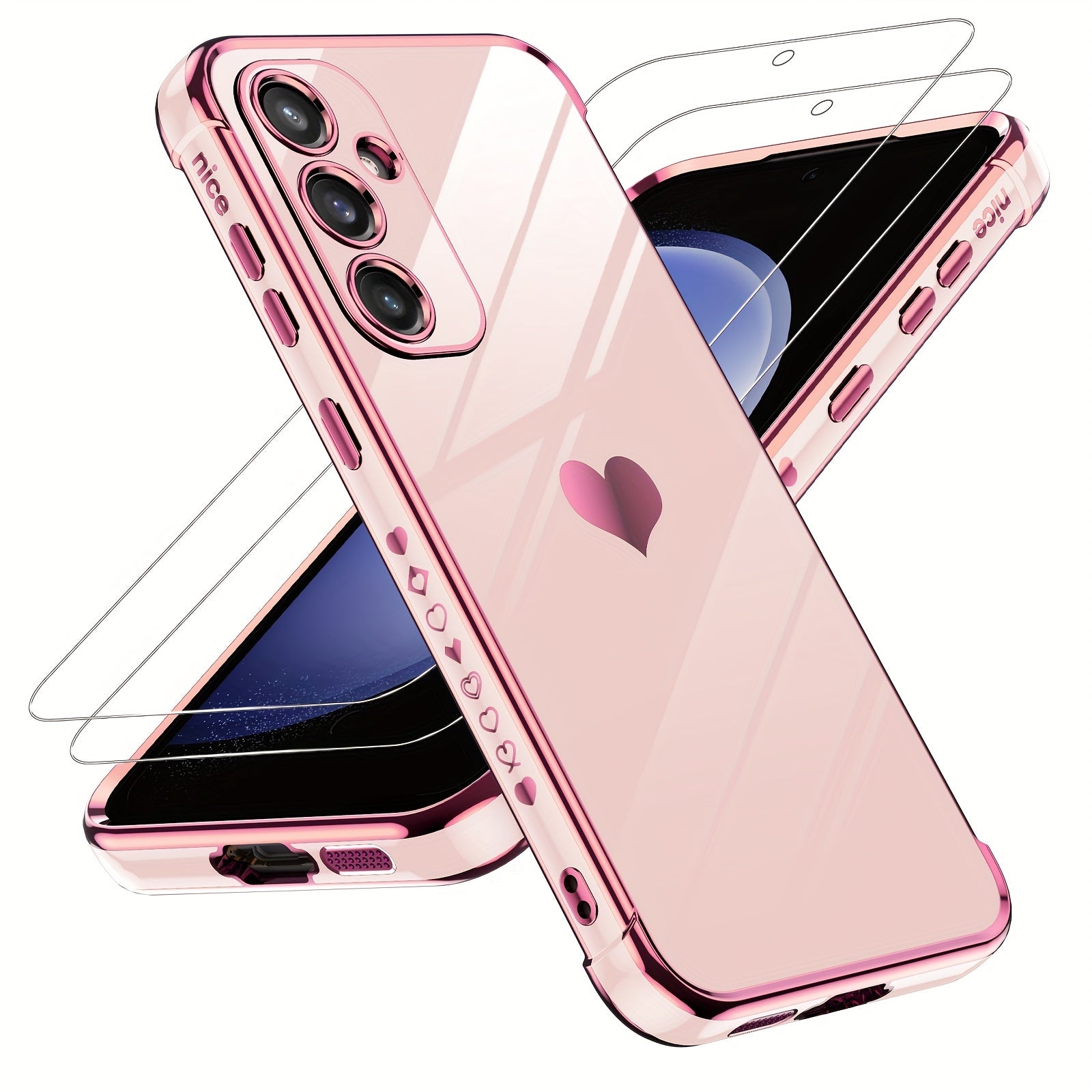 Pink mobile case with a heart logo