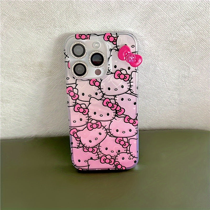 1pc New Creative Colorful Hello Kitty Mobile Phone Case Cartoon Small Transparent Bow Mobile Phone Protective Case