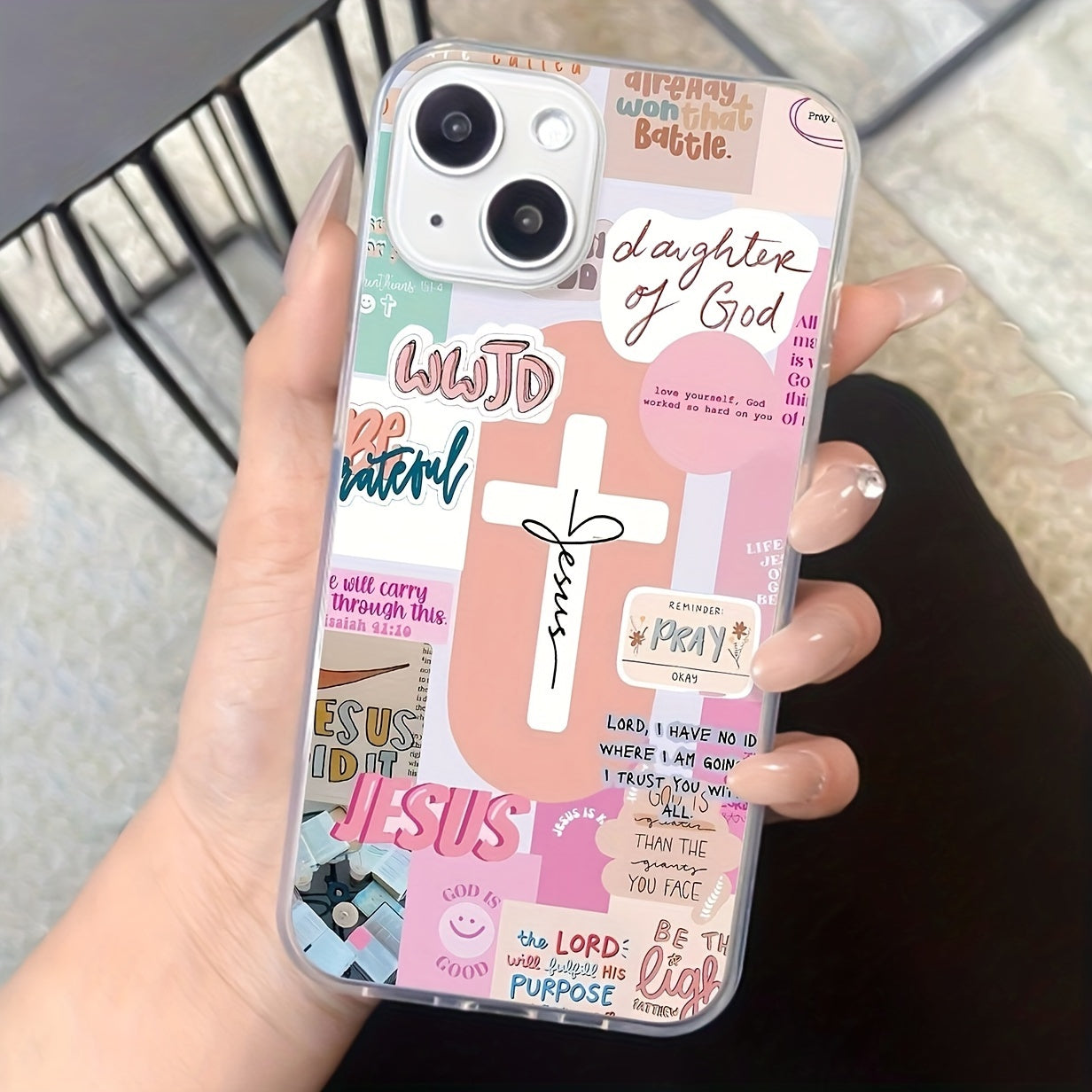 1pc Pink cross pattern mobile phone case for iPhone