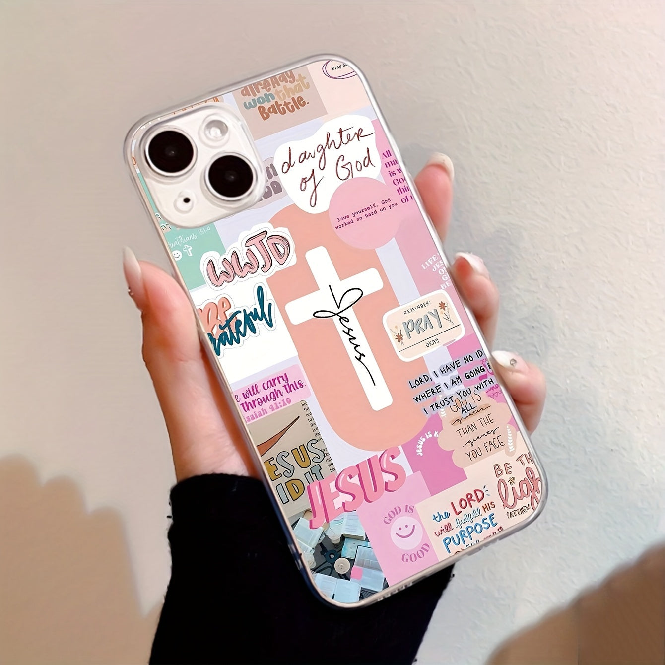 1pc Pink cross pattern mobile phone case for iPhone