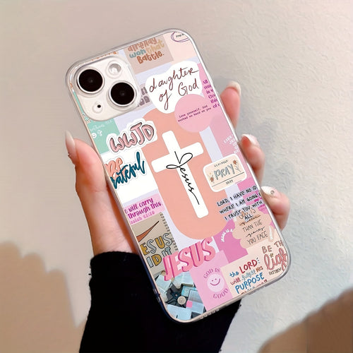 1pc Pink cross pattern mobile phone case for iPhone