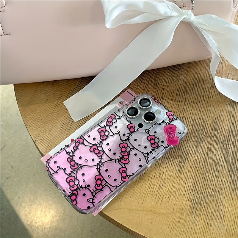 1pc New Creative Colorful Hello Kitty Mobile Phone Case Cartoon Small Transparent Bow Mobile Phone Protective Case